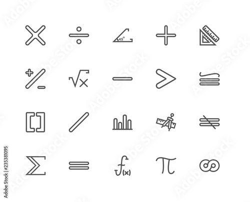 Simple Set of 20 Vector Line Icon. Contains such Icons as Divide