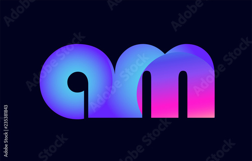 am a m spink blue gradient alphabet letter combination logo icon design photo