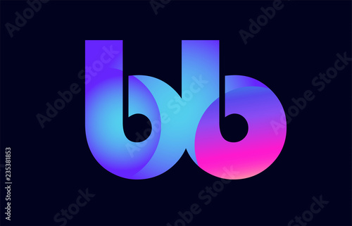 bb b b spink blue gradient alphabet letter combination logo icon design