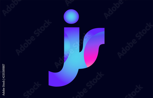 js j s spink blue gradient alphabet letter combination logo icon design