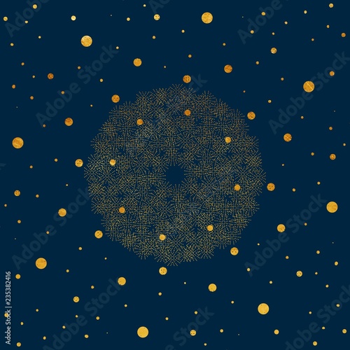 Gold dot minimal background on blue