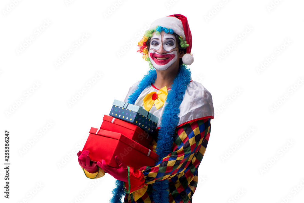 Young funny clown comedian isolated on white Young funny clown comedian isolated on white