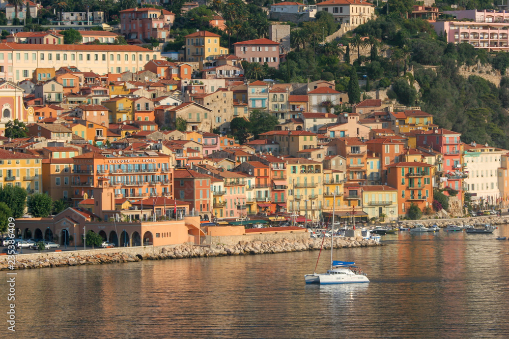Waterfront homes on the coastline of Nice, France