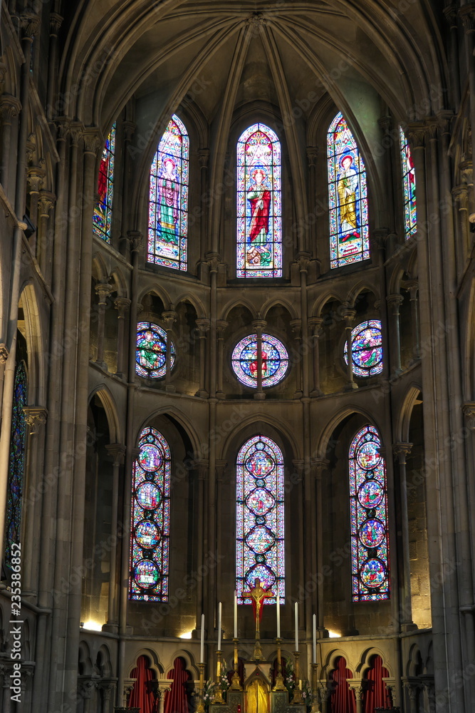 Dijon,France-October 14, 2018: Inside of Eglise Notre-Dame de Dijon or Church of Notre-Dame in Dijon, France