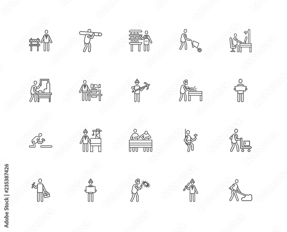 Fototapeta premium Simple Set of 20 Vector Line Icon. Contains such Icons as Shovel