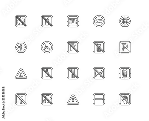 Simple Set of 20 Vector Line Icon. Contains such Icons as No ent