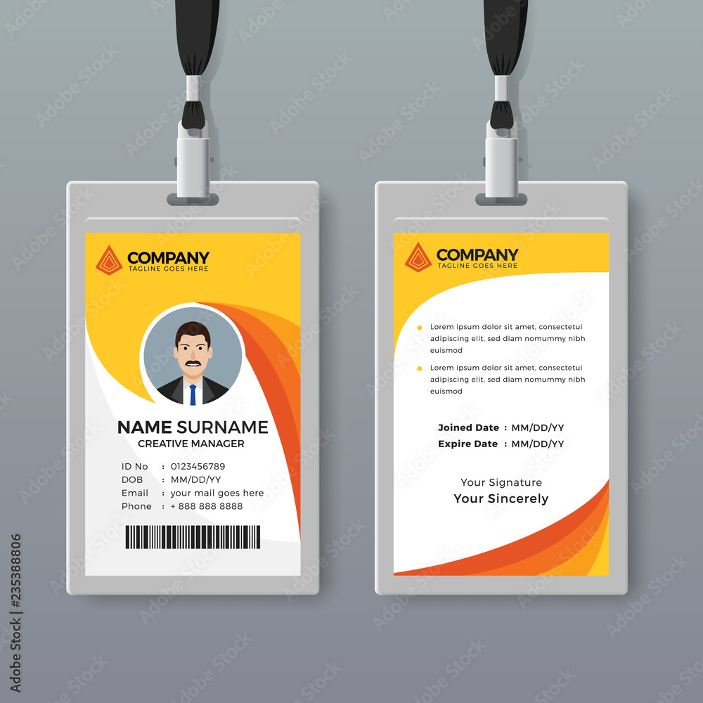 Employee ID card design template Stock Vector | Adobe Stock