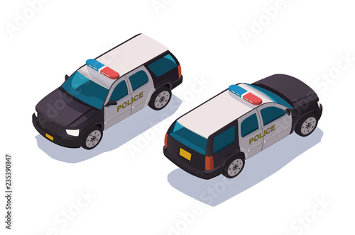 Urban modern police jeep for protection of people.
