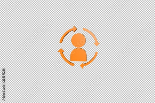 3D illustration of Initiate, orange color with transparent background.