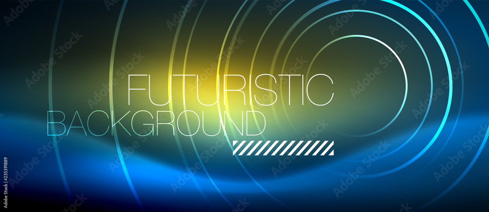 Neon glowing circles background Neon glowing circles background