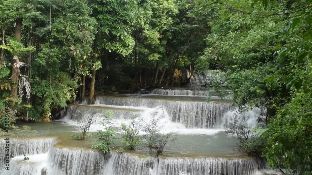 Waterfalls in tropical forest, Huai Mae Khamin Waterfall in Thailand
