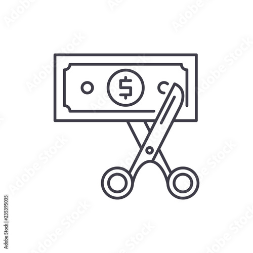Cost optimization line icon concept. Cost optimization vector linear illustration, sign, symbol