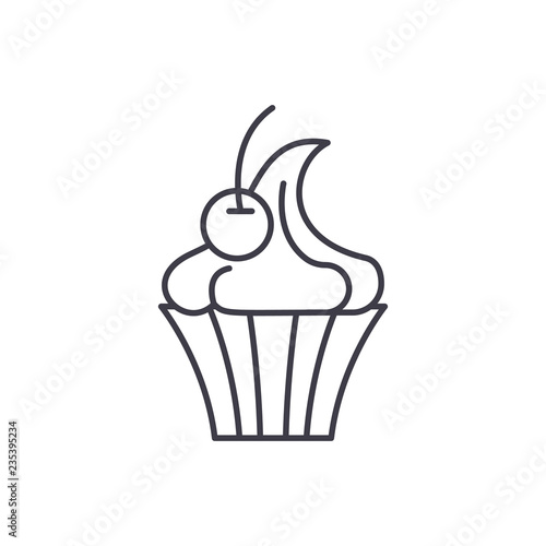 Creme brulee line icon concept. Creme brulee vector linear illustration, sign, symbol
