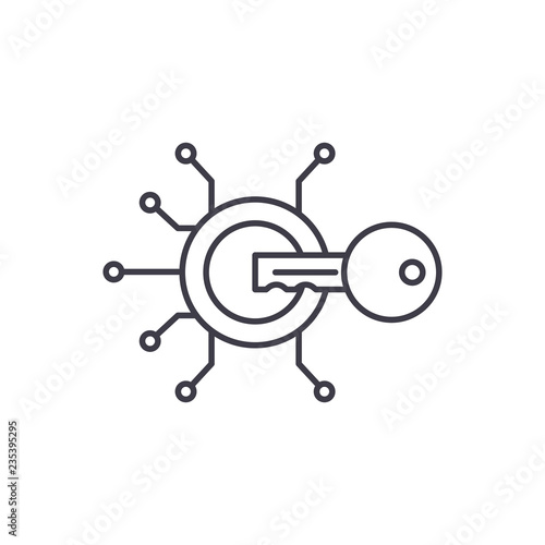 Cryptographic key line icon concept. Cryptographic key vector linear illustration, sign, symbol