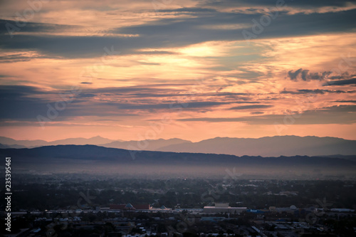 Photography Early morning sunrise over valley of fire and las vegas
