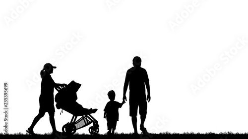silhouette  happy  family on white background