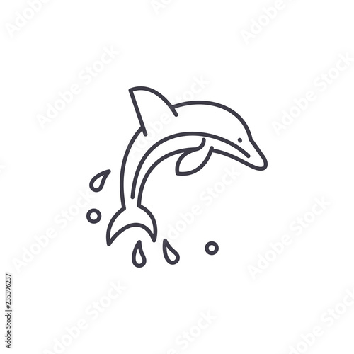 Dolphin show line icon concept. Dolphin show vector linear illustration, sign, symbol