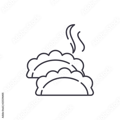 Dumplings line icon concept. Dumplings vector linear illustration, sign, symbol