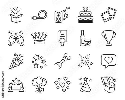set of celebration icons, such as gift, christmas, party, champagne, event, birthday