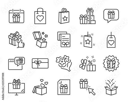 christmas and happy new year gift icons