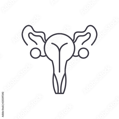 Female genitals line icon concept. Female genitals vector linear illustration, sign, symbol