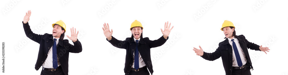 Young construction architect isolated on the white Young construction architect isolated on the white
