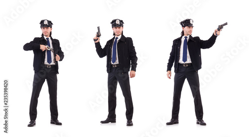 Police officer isolated on white