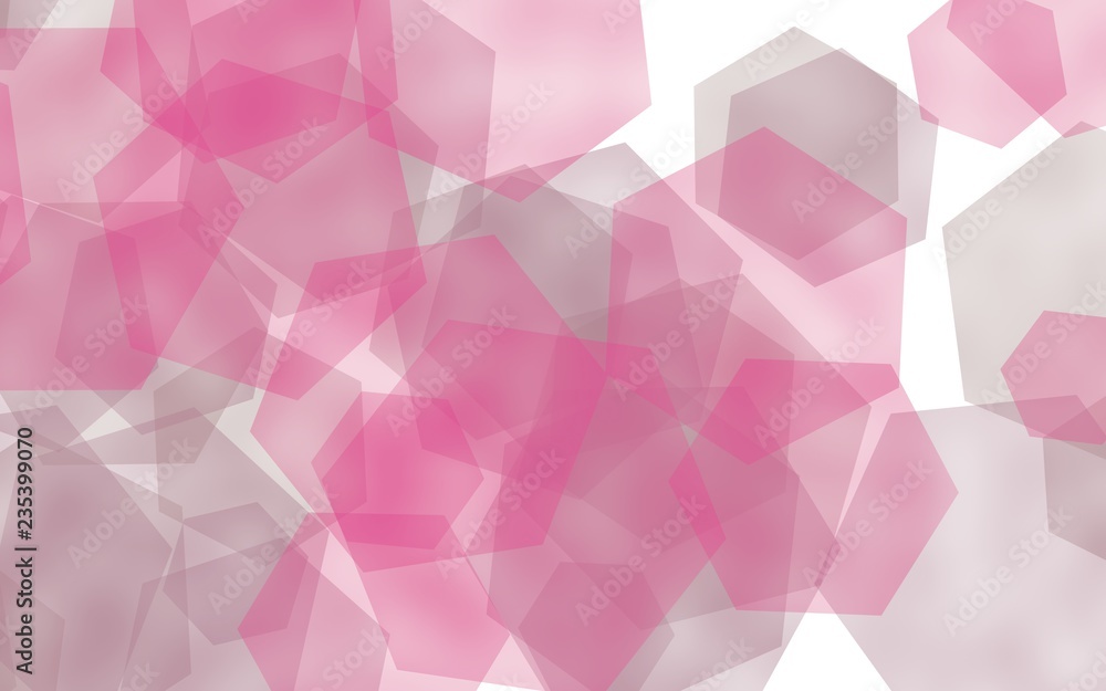 Fototapeta premium Multicolored translucent hexagons on white background. Red tones. 3D illustration
