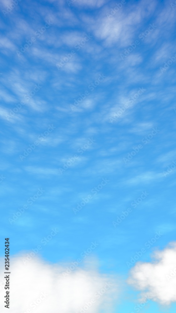 Blue sky background with white clouds. Abstraction group of clouds on clear blue sky on sunny day. 3D illustration Blue sky background with white clouds. Abstraction group of clouds on clear blue sky on sunny day. 3D illustration