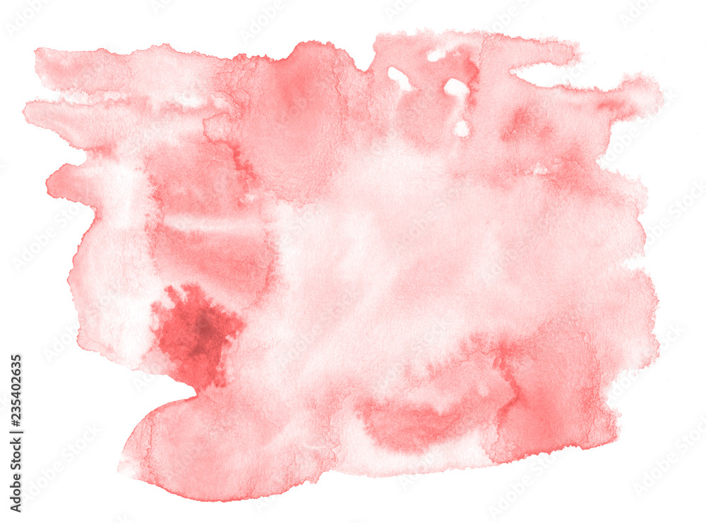 Light red, pink watercolor hand-drawn isolated wash stain on white  background for text, design. Abstract texture made by brush for banner,  label. Stock Illustration | Adobe Stock