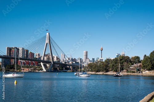 Sydney's Rozelle Bay, ANZAC Bridge and city 