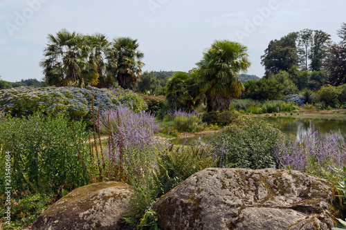 Garden of the Blue Spring in Botanical Park of Upper Brittany