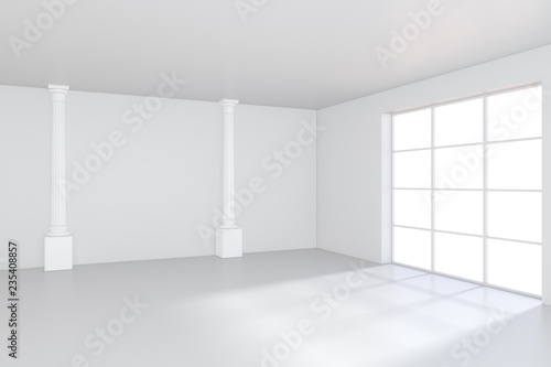 Wallpaper Mural Empty white room with large stained glass windows. 3D rendering. Torontodigital.ca