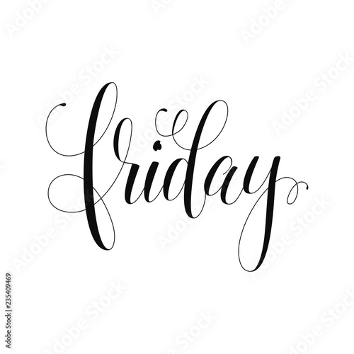 Friday lettering. Motivational quote. Weekend inspiration typography. Calligraphy postcard poster graphic design lettering element. Hand written sign. Decoration element. Its Friday lets dance.