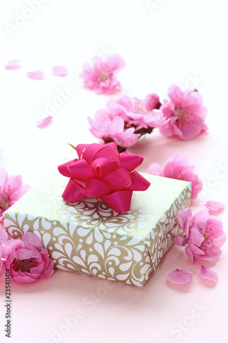 桃の花とプレゼント