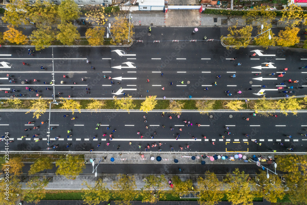 aerial view of city marathon