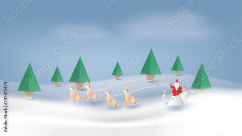 Santa claus,reindeer and fir-tree for Christmas.