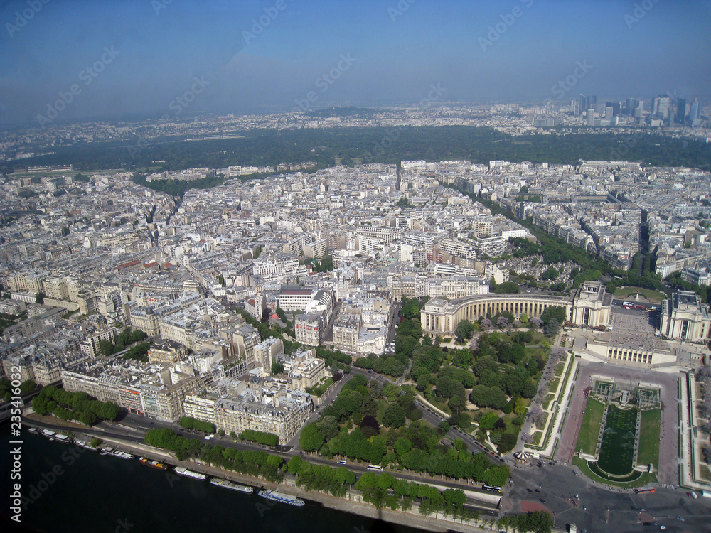 aerial view of paris from eiffel tower