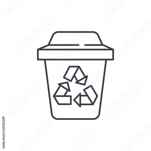 Garbage sorting line icon concept. Garbage sorting vector linear illustration, sign, symbol