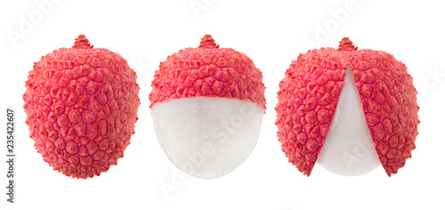 Photos lychee, clipping path, isolated on white background, full depth of field