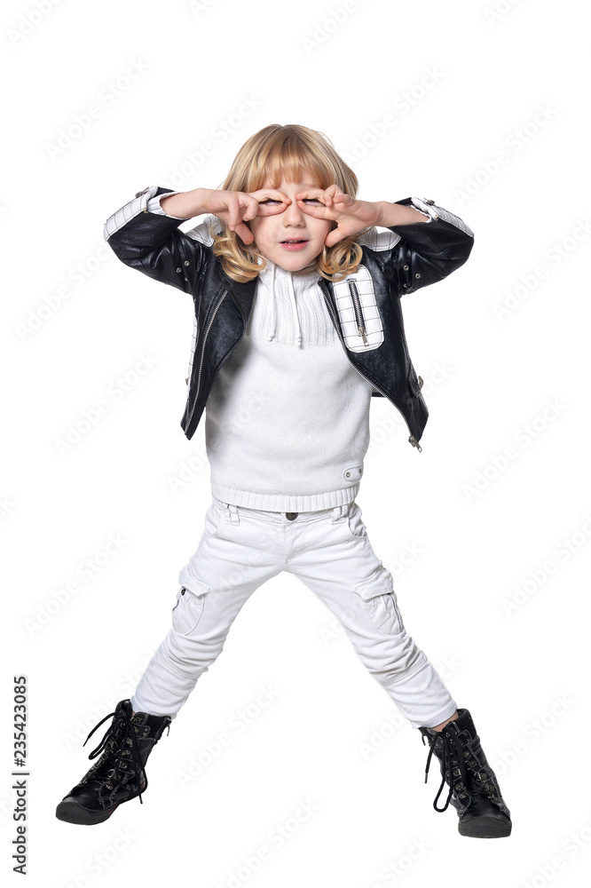 Portrait of little boy posing on white background Portrait of little boy posing on white background