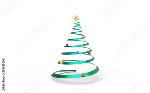 Christmas tree on white background, 3D illustration