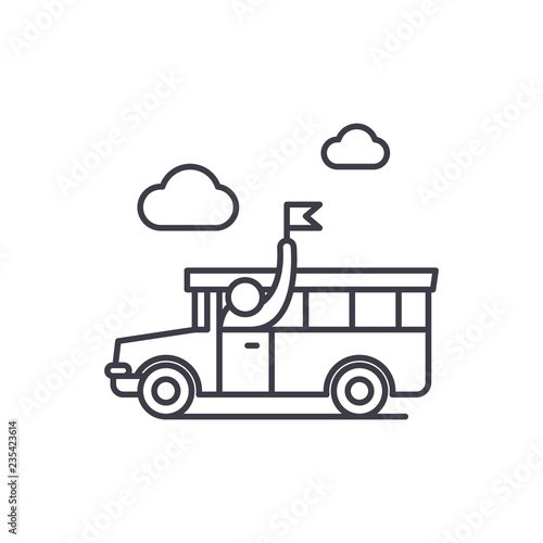 Guided tour line icon concept. Guided tour vector linear illustration, sign, symbol