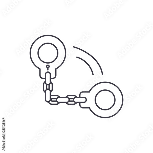 Handcuffs line icon concept. Handcuffs vector linear illustration, sign, symbol