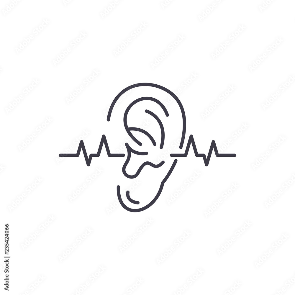 Hearing test line icon concept. Hearing test vector linear illustration, sign, symbol