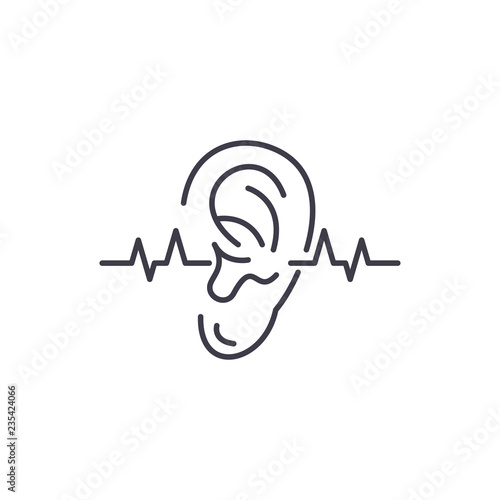 Obraz na płótnie Hearing test line icon concept. Hearing test vector linear illustration, sign, symbol w salonie