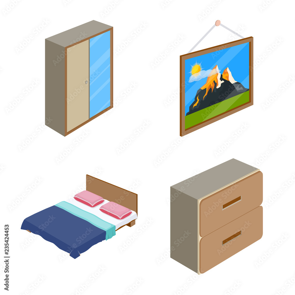 Vector design of bedroom and room symbol. Collection of bedroom and furniture stock symbol for web. Vector design of bedroom and room symbol. Collection of bedroom and furniture stock symbol for web.