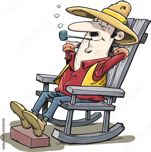Old man sitting in rocking chair. Vector illustration