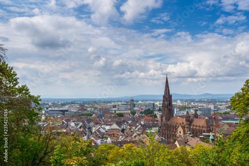 Germany, Beautiful university city of Freiburg im Breisgau and the minster from above