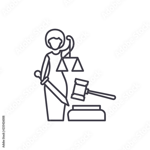 Justice line icon concept. Justice vector linear illustration, sign, symbol